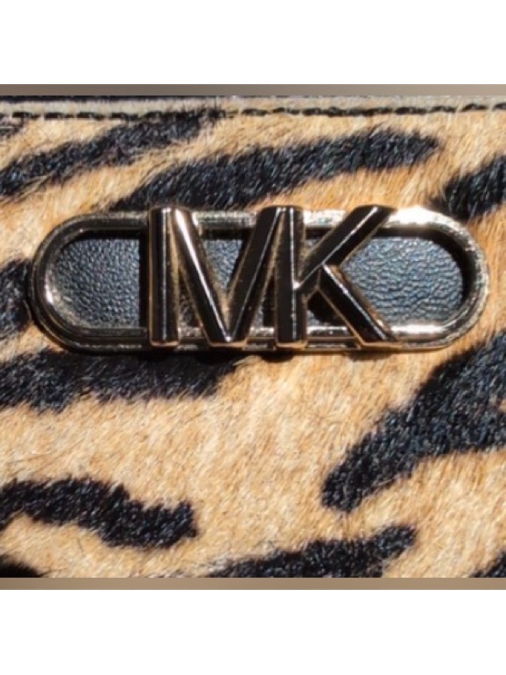 Michael Kors Parker Small Key Card Holder tigerprint calf hair marigold colorNWT - Picture 4 of 6